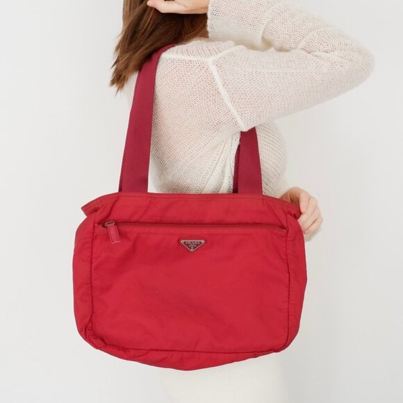 Authentic Preowned Prada Red Nylon Tote Bag - Picture 1 of 14